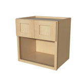 RTA Solid Wood Wall Microwave Open Shelves - Kitchen Shaker Natural Wood