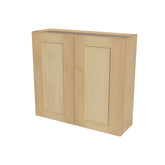 RTA Solid Wood Double Doors Wall Cabinets - Kitchen, Bathroom, Living Room and Office Shaker Natural Wood