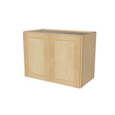 RTA Solid Wood Double Doors Wall Cabinets - Kitchen, Bathroom, Living Room and Office Shaker Natural Wood