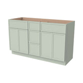 RTA Newtown Solid Wood Vanity Double Sink Bases With Central Drawers Jade Green for Bathroom Storage