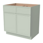 RTA Solid Wood Newtown Base Cabinet With 2 Doors, 2 Drawers and 1 Shelf Jade Green for Kitchen, Bathroom & Laundry Storage