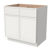 RTA Solid Wood Newtown Base Cabinet With 2 Doors, 2 Drawers and 1 Shelf Origami White for Kitchen, Bathroom & Laundry Storage