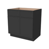 RTA Newtown Solid Wood Sink Base Cabinet Charcoal Black for Kitchen, 2 Doors 2 Fake Drawer Front