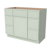 RTA Newtown Solid Wood Vanity Single Sink Base Cabinet With 6 Drawers Jade Green for Bathroom Storage
