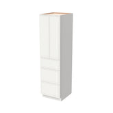 RTA Newtown Solid Wood Wall Pantry with Three Drawers Origami White Cabinet for Kitchen Storage