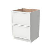 RTA Solid Wood Newtown Two Drawer Base Cabinet Origami White for Kitchen, Bathroom & Laundry storage