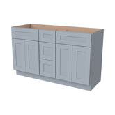 RTA Shaker Gray Solid Wood Vanity Double Sink Bases With Central Drawers for Bathroom storage