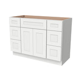 RTA Shaker Solid Wood Vanity Single Sink Bases Cabinet Origami White With Drawers On Both Sides for Bathroom Storage