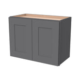 RTA Solid Wood Shaker Double Door Wall Cabinets Pebble Gray for Kitchen Bathroom and Laundry Storage