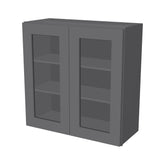 RTA Solid Wood Cabinet Shaker Glass Door Wall Cabinets Pebble Gray for Kitchen Bathroom and Laundry Storage (Glass Insert Sold Separately)