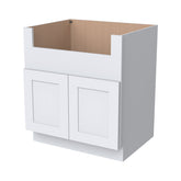 RTA Belmont White Farm Sink Base Cabinet (2 Butt Door)