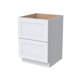 RTA Solid Wood Shaker Two Drawer Base Cabinet White for Kitchen, Bathroom & Laundry storage