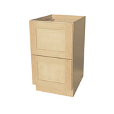 RTA Solid Wood Two Drawer Bases - Kitchen, Bathroom, Laundry Storage Shaker Natural Wood