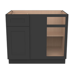 RTA Solid Wood Shaker-Base Blind Corner Cabinet Charcoal Black for Kitchen, Bathroom & Laundry storage, 1 Door 1 Drawer 1 Shelf (REQUEST 42" SPACE)
