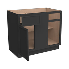 RTA Solid Wood Newtown Base Blind Corner Cabinet Charcoal Black for Kitchen, Bathroom & Laundry Room storage,1 Door 1 Drawer 1 Shelf (REQUEST 42" SPACE)