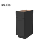Shaker Charcoal Black Solid Wood RTA Base Cabinet for Kitchen, Bathroom & Laundry Storage, 1 Door 1 Drawer 1 Shelf