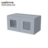 RTA Solid Wood Cabinet Shaker Gray Glass Door Wall Cabinets for Kitchen Bathroom and Laundry Storage (Glass Insert Sold Separately)