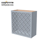 RTA Shaker Solid Wood Wine Rack Cabinets with Lattice Panels Wall Cabinet Gray for Kitchen Storage