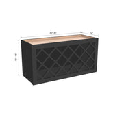 RTA Newtown Solid Wood Wine Rack Cabinets with Lattice Panels Wall Cabinet Charcoal Black for Kitchen Storage