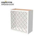 RTA Shaker Solid Wood Wine Rack Cabinets with Lattice Panels Wall Cabinet Origami White for Kitchen Storage