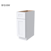 Shaker White Solid Wood RTA Base Cabinet for Kitchen, Bathroom & Laundry Storage, 1 Door 1 Drawer 1 Shelf