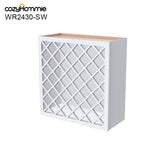 RTA Shaker Solid Wood Wine Rack Cabinets with Lattice Panels Wall Cabinet White for Kitchen Storage