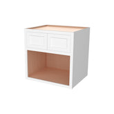 RTA Solid Wood Inset Wall Microwave Open Shelf Cabinets Origami White for Kitchen Storage