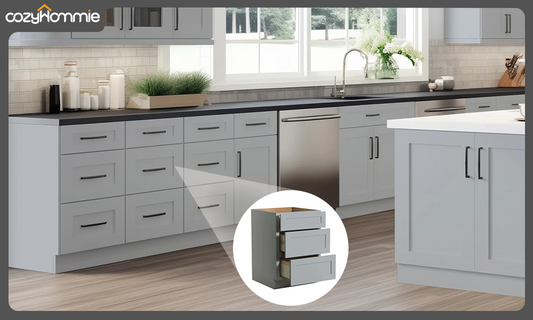 Upgrade Your Home with the Sleek Shaker Gray Three-Drawer Cabinet