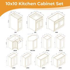 RTA Solid Wood Shaker Gray 10✖️10 Kitchen Cabinet Set