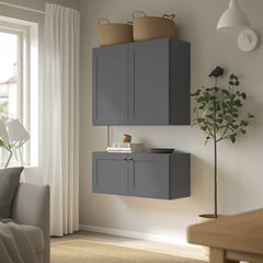 Shaker Pebble Gray Solid Wood RTA Wall Cabinet for Kitchen, Bathroom & Laundry Storage, 2 Doors