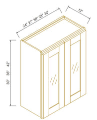 RTA Solid Wood Cabinet Shaker Glass Door Wall Cabinets Origami White for Kitchen Bathroom and Laundry Storage (Glass Insert Sold Separately)