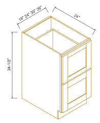 RTA Solid Wood Shaker Two Drawer Base Cabinet Charcoal Black for Kitchen, Bathroom & Laundry storage