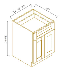 RTA Shaker Solid Wood Kitchen Bathroom Base Cabinet with 1 Drawer 1 Shelf