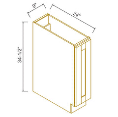 RTA Solid Wood Escada White Spice Rack Base Cabinet for Kitchen Bathroom and Laundry Storage