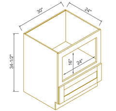 RTA Solid Wood Escada White Microwave Base Cabinet with 1 Drawer