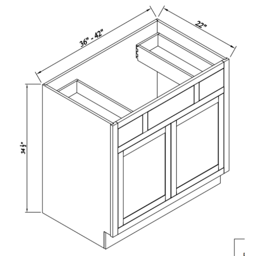 [VSD36-VSD42] Inset Origami White Vanity Combination Single Sink Bases