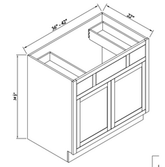 [VSD36-VSD42] Inset Origami White Vanity Combination Single Sink Bases