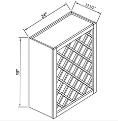 RTA Inset Solid Wood Wine Rack Cabinets with Lattice Panels Wall Cabinet Origami White for Kitchen Storage
