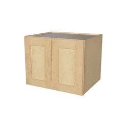 RTA Solid Wood Double Doors Wall Cabinets - Kitchen, Bathroom, Living Room and Office Shaker Natural Wood