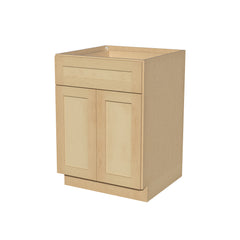 [B24-B30] Solid Wood RTA Base Cabinet with 1 Drawer, 2 Doors, and 1 Adjustable Shelf Shaker Natural Wood