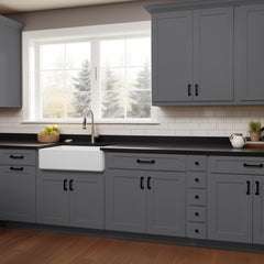 RTA Solid Wood Shaker Five Drawer Base Cabinet Pebble Gray for Kitchen, Bathroom & Laundry storage