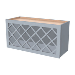 RTA Shaker Solid Wood Wine Rack Cabinets with Lattice Panels Wall Cabinet Gray for Kitchen Storage