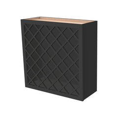 RTA Shaker Solid Wood Wine Rack Cabinets with Lattice Panels Wall Cabinet Charcoal Black for Kitchen Storage