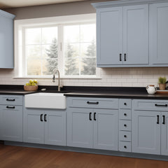 RTA Solid Wood Shaker Five Drawer Base Cabinet Gray for Kitchen, Bathroom & Laundry storage