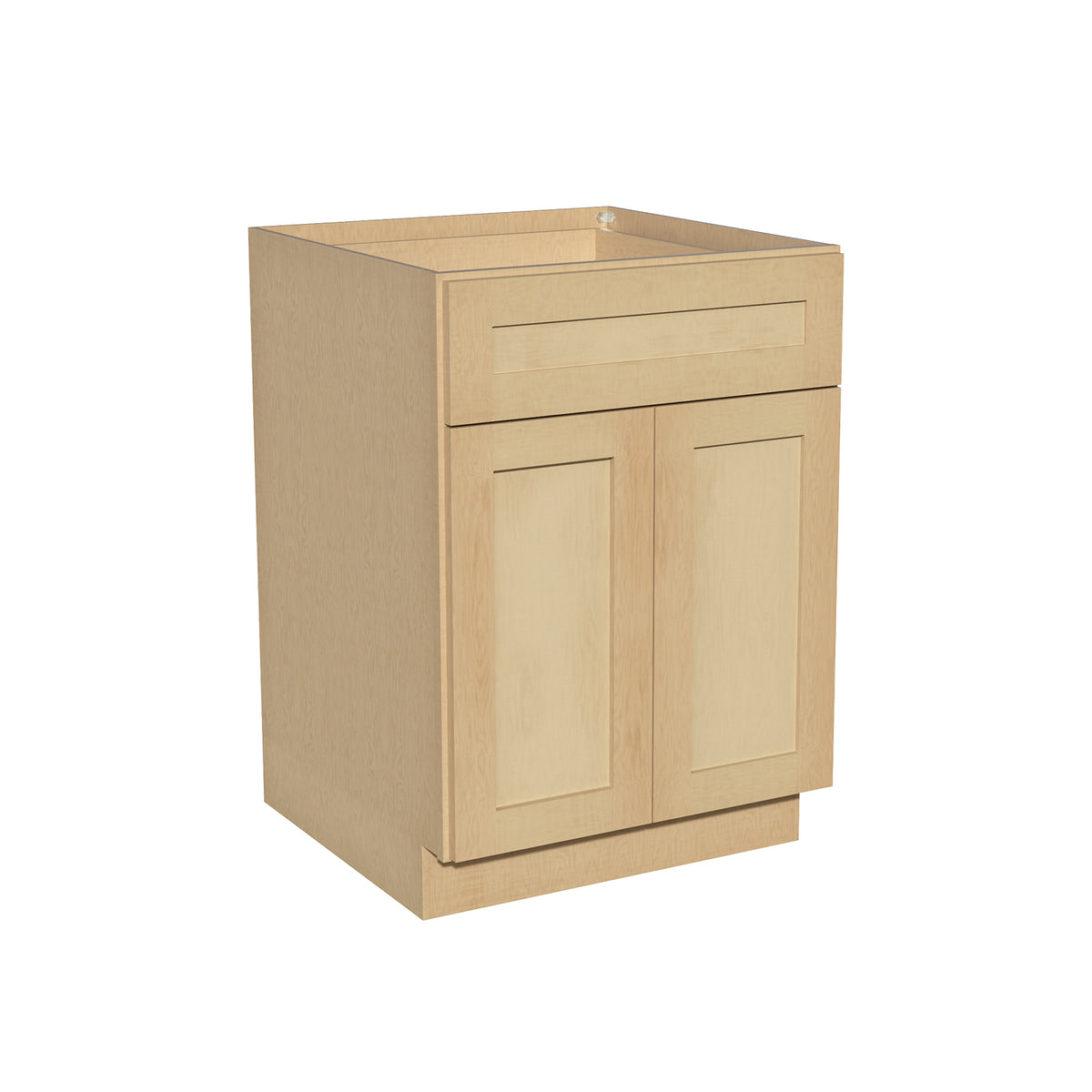 [B24-B30] Solid Wood RTA Base Cabinet with 1 Drawer, 2 Doors, and 1 Adjustable Shelf Shaker Natural Wood