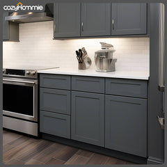 RTA Solid Wood Shaker Pebble Gray Base Cabinet for Kitchen, Bathroom & Laundry Storage, 1 Door 1 Drawer 1 Shelf