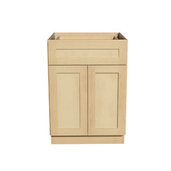 [B24-B30] Solid Wood RTA Base Cabinet with 1 Drawer, 2 Doors, and 1 Adjustable Shelf Shaker Natural Wood