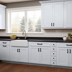 RTA Solid Wood Shaker Five Drawer Base Cabinet White for Kitchen, Bathroom & Laundry storage