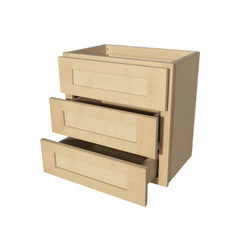 RTA Solid Wood Wall Drawer Cabinets - Kitchen, Bathroom, Living Room and Office Shaker Natural Wood
