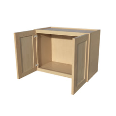 RTA Solid Wood Double Doors Wall Cabinets - Kitchen, Bathroom, Living Room and Office Shaker Natural Wood